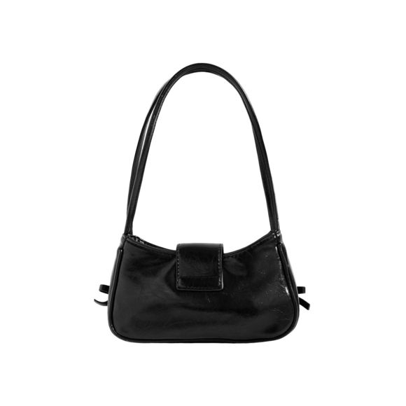 Bow Shoulder Handbag Pu Leather Top Handle Y2K Underarm Bags Black :[ - Picture 2 of 6
